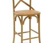 Σκαμπό μπαρ Reid pakoworld ξύλο sonoma-έδρα καφέ rattan