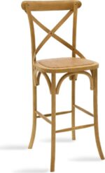 Σκαμπό μπαρ Reid pakoworld ξύλο sonoma-έδρα καφέ rattan