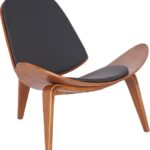 Πολυθρόνα Vilma pakoworld PU μαύρο- plywood καρυδί 90x73x75εκ