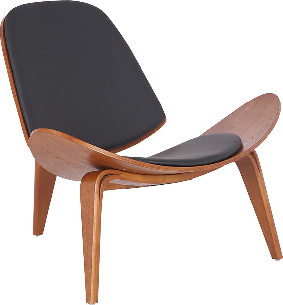 106-000015 Πολυθρόνα Vilma pakoworld PU μαύρο- plywood καρυδί 90x73x75εκ - Image 1