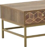 Τραπέζι σαλονιού Brilo Inart καφέ-χρυσό ξύλο 101x59x43εκ - Image 3