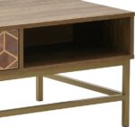 Τραπέζι σαλονιού Brilo Inart καφέ-χρυσό ξύλο 101x59x43εκ - Image 4