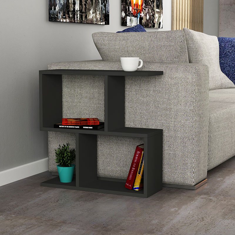 119-000730 Βοηθητικό τραπέζι Homemania pakoworld χρώμα ανθρακί 60x20x60εκ - Image 1