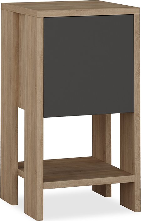 119-000998 Κομοδίνο Ema pakoworld χρώμα φυσικό - ανθρακί 30x30x55εκ - Image 1