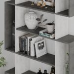 Βιβλιοθήκη MITO pakoworld σε χρώμα antique γκρι-λευκό 108.5x25.5x161εκ - Image 4