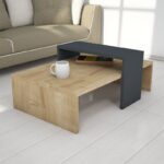 Τραπέζι σαλονιού Glow pakoworld χρώμα φυσικό-ανθρακί 80x50x32εκ - Image 2