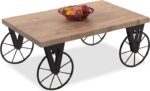 Τραπέζι σαλονιού Bike pakoworld χρώμα μαύρο-καρυδί 85x55x41εκ - Image 4