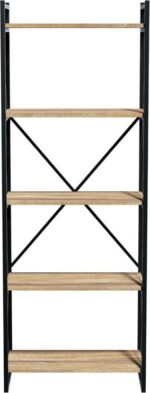Βιβλιοθήκη Baker pakoworld καρυδί-μαύρο 66x34x180εκ - Image 4