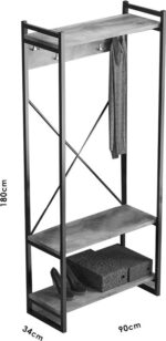Έπιπλο εισόδου Baker pakoworld καρυδί-μαύρο 90x34x180εκ - Image 3