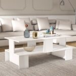 Τραπέζι σαλονιού Olly pakoworld λευκό 120x60x47εκ - Image 2