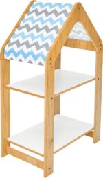 Ραφιέρα τ. Montessori Zoilen pakoworld φυσικό-λευκό-μπλε mdf 50x30x80εκ
