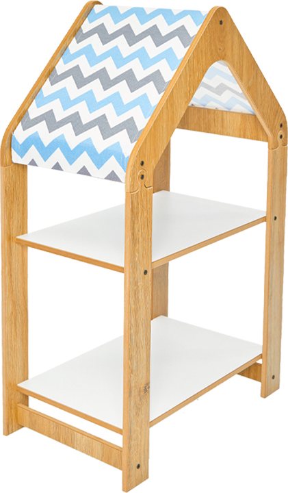 120-000426 Ραφιέρα τ. Montessori Zoilen pakoworld φυσικό-λευκό-μπλε mdf 50x30x80εκ - Image 1