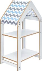 Ραφιέρα τ. Montessori Zoilen pakoworld λευκό-μπλε mdf 50x30x80εκ