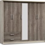 Ντουλάπα ρούχων πεντάφυλλη OLYMPUS pakoworld χρώμα castillo-toro 198x57x183εκ