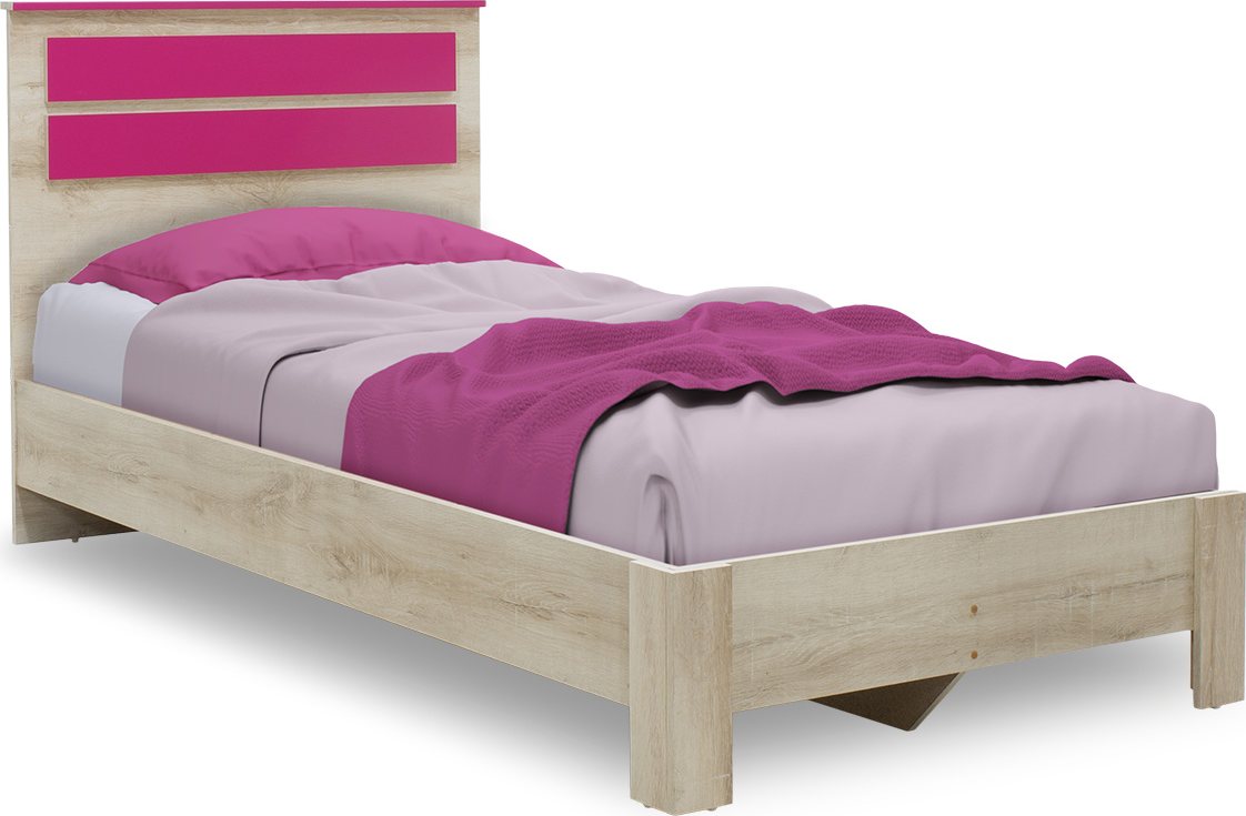 123-000077 Κρεβάτι παιδικό Looney pakoworld σε χρώμα castillo-ροζ 100x200εκ - Image 1