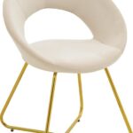 Καρέκλα Valentina pakoworld μπεζ βελούδο-χρυσό πόδι 65x60x82εκ