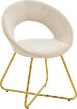 Καρέκλα Valentina pakoworld μπεζ βελούδο-χρυσό πόδι 65x60x82εκ