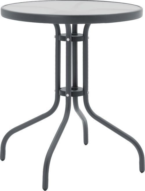 130-000030 Τραπέζι Watson pakoworld μέταλλο ανθρακί-γυαλί Φ60x70εκ - Image 1
