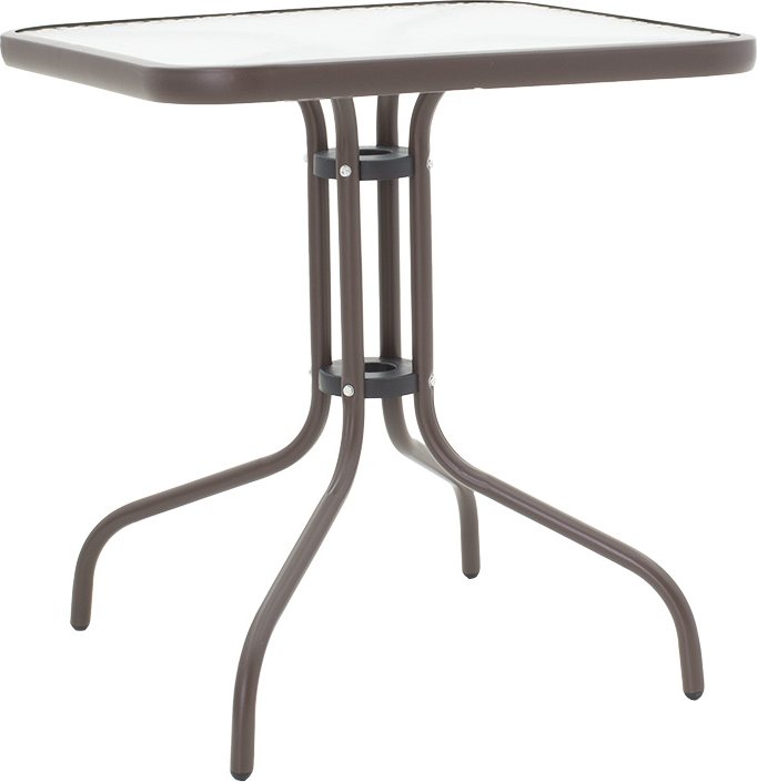 130-000032 Τραπέζι Watson pakoworld μέταλλο καφέ-γυαλί 70x70x70εκ - Image 1