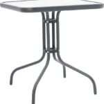 Τραπέζι Watson pakoworld μέταλλο ανθρακί-γυαλί 70x70x70εκ