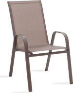 Τραπεζαρία Watson-Calan σετ 3τεμ pakoworld μέταλλο-textilene καφέ 70x70x70εκ - Image 3