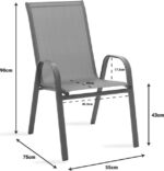Τραπεζαρία Watson-Calan σετ 3τεμ pakoworld μέταλλο-textilene καφέ 70x70x70εκ - Image 5
