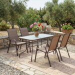 Τραπεζαρία Valor-Calan σετ 5τεμ pakoworld μέταλλο-textilene καφέ 110x60x70εκ