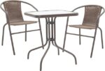 Tραπεζαρία Obbi-Watson pakoworld σετ 3τεμ καφέ μέταλλο-pe rattan 60x60x70εκ - Image 2
