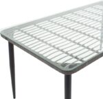 Τραπέζι Naoki pakoworld μέταλλο μαύρο-pe γκρι-γυαλί 160x90x78εκ - Image 3