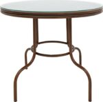 Τραπέζι Paula pakoworld μέταλλο-pe rattan καφέ Φ90x75εκ