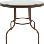 Τραπέζι Paula pakoworld μέταλλο-pe rattan καφέ Φ90x75εκ