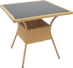 Τραπέζι Laura pakoworld μέταλλο-pe rattan φυσικό 80x80x75εκ