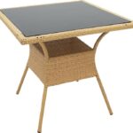 Τραπέζι Laura pakoworld μέταλλο-pe rattan φυσικό 80x80x75εκ