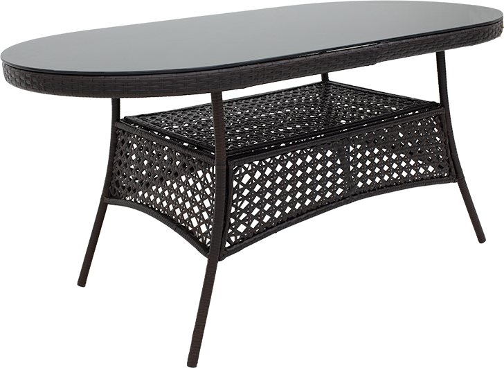 140-000037 Τραπέζι Cellin pakoworld μέταλλο-pe rattan καφέ 160x80x77εκ - Image 1