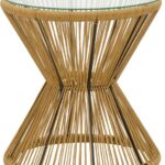 Τραπέζι Mabil pakoworld rattan φυσικό-γυαλί Φ50x55εκ