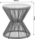 Τραπέζι Mabil pakoworld rattan φυσικό-γυαλί Φ50x55εκ - Image 5