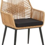 Πολυθρόνα Tanish pakoworld rattan φυσικό-πόδι μαύρο μέταλλο 58x58.5x87εκ