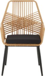 Πολυθρόνα Tanish pakoworld rattan φυσικό-πόδι μαύρο μέταλλο 58x58.5x87εκ - Image 3