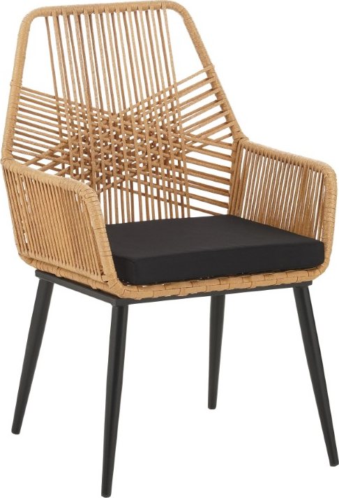 140-000055 Πολυθρόνα Tanish pakoworld rattan φυσικό-πόδι μαύρο μέταλλο 58x58.5x87εκ - Image 1