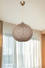 Φωτιστικό οροφής μονόφωτο Leshia pakoworld Ε27 καφέ Φ38x38εκ - Image 2