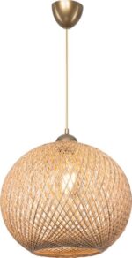 Φωτιστικό οροφής μονόφωτο Leshia pakoworld Ε27 καφέ Φ38x38εκ - Image 4