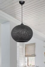 Φωτιστικό οροφής μονόφωτο Leshia pakoworld Ε27 μαύρο Φ38x38εκ - Image 2