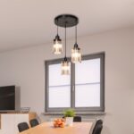 Φωτιστικό οροφής τρίφωτο PWL-1195 pakoworld Ε27 μαύρο-amber Φ30x80εκ - Image 2
