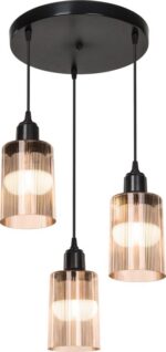 Φωτιστικό οροφής τρίφωτο PWL-1195 pakoworld Ε27 μαύρο-amber Φ30x80εκ - Image 3
