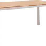 Τραπέζι Nares pakoworld αλουμίνιο λευκό-plywood φυσικό 140x80x72.5εκ