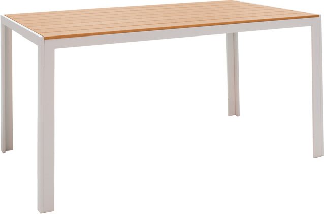 152-000004 Τραπέζι Nares pakoworld αλουμίνιο λευκό-plywood φυσικό 140x80x72.5εκ - Image 1