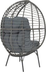Πολυθρόνα Nestie pakoworld wicker rattan γκρι-μεταλλικό γκρι πόδι-γκρι μαξιλάρι 102x80x155εκ - Image 2