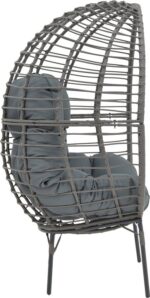Πολυθρόνα Nestie pakoworld wicker rattan γκρι-μεταλλικό γκρι πόδι-γκρι μαξιλάρι 102x80x155εκ - Image 3