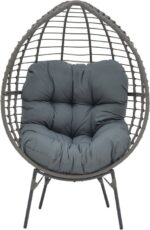 Πολυθρόνα Nestie pakoworld wicker rattan γκρι-μεταλλικό γκρι πόδι-γκρι μαξιλάρι 102x80x155εκ - Image 4