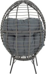 Πολυθρόνα Nestie pakoworld wicker rattan γκρι-μεταλλικό γκρι πόδι-γκρι μαξιλάρι 102x80x155εκ - Image 5